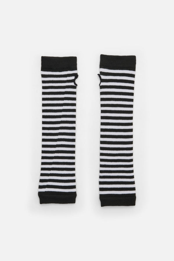 Dangerfield NZ - Striped Long Fingerless Gloves - black-white