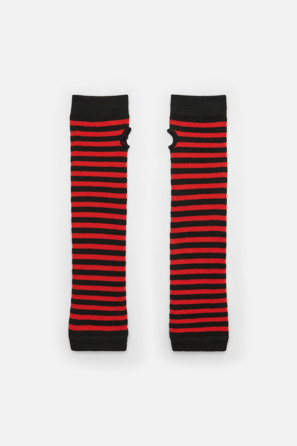 Dangerfield NZ - Striped Long Fingerless Gloves - black-red