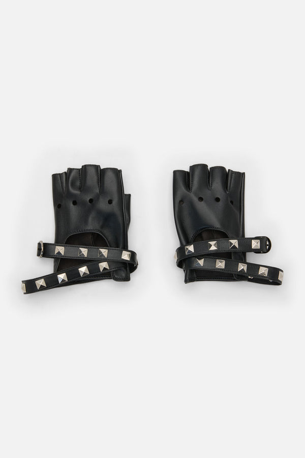 Dangerfield NZ - Stud Faux LeatherFngrlessGlve - black
