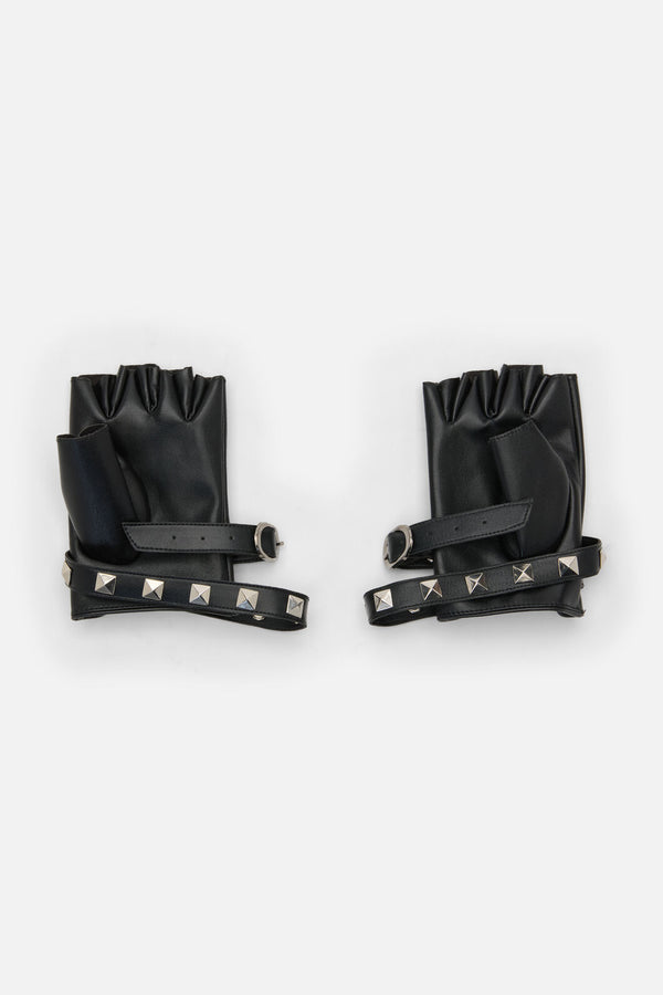 Dangerfield NZ - Stud Faux LeatherFngrlessGlve - black