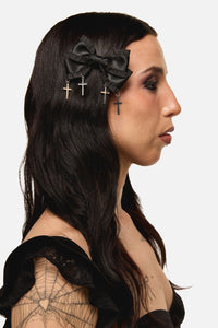 Dangerfield NZ - Bow Cross Slide Hair Clip - black