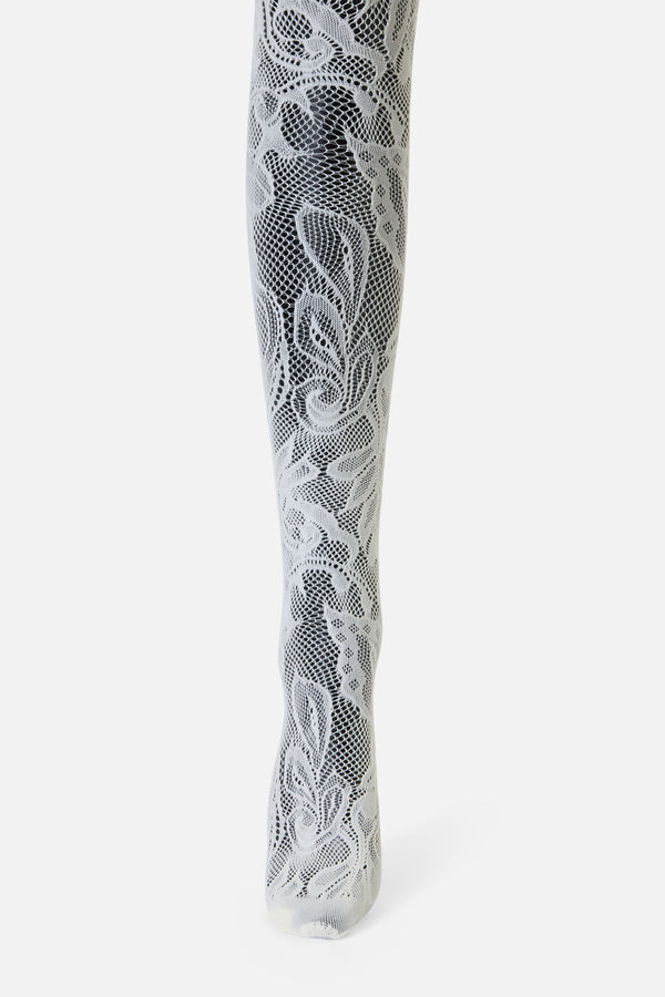 Dangerfield NZ - Cream Swirls Fishnet Tights - cream