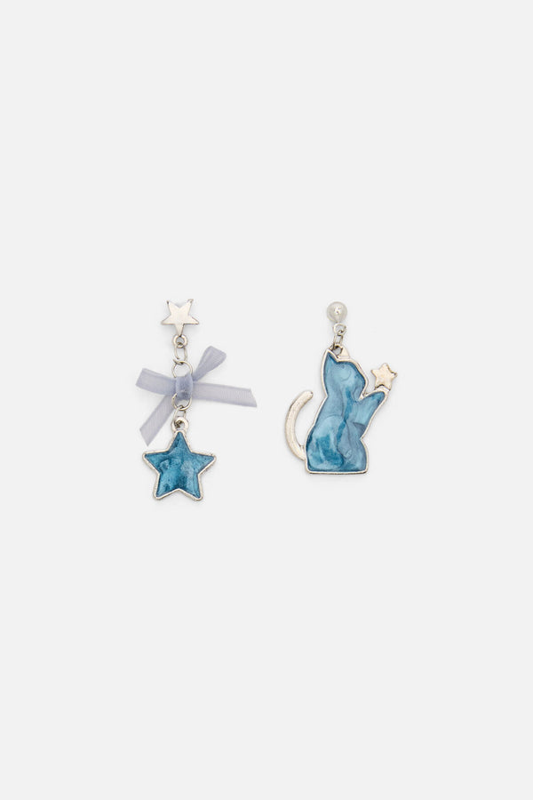 Dangerfield NZ - Cat And Star Earrings - silver