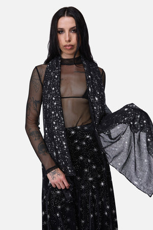 Dangerfield NZ - Galaxy Metallic Printed Scarf - black