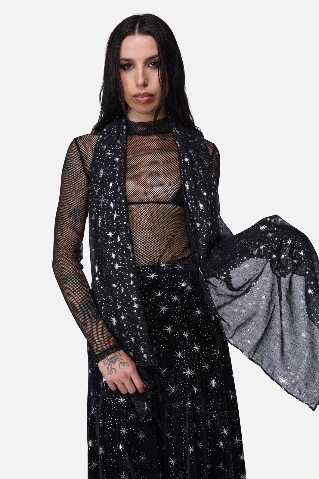 Dangerfield NZ - Galaxy Metallic Printed Scarf - black