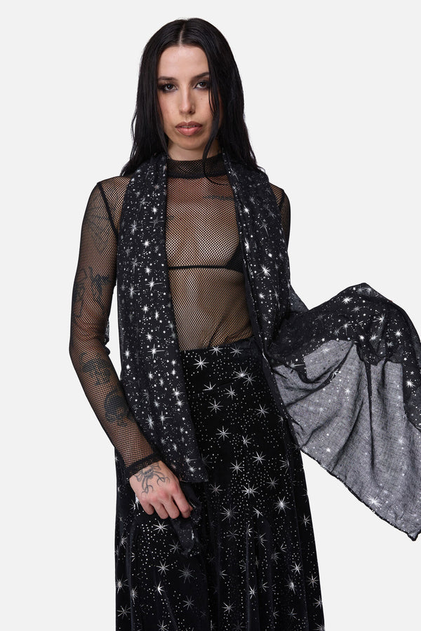 Dangerfield NZ - Galaxy Metallic Printed Scarf - black