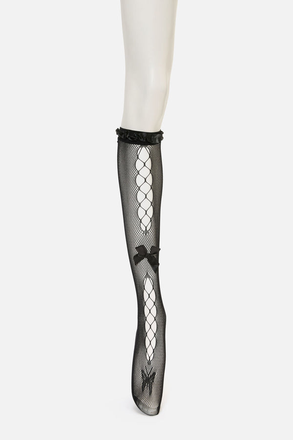 Dangerfield NZ - Black Long Mesh Bow Sock - black