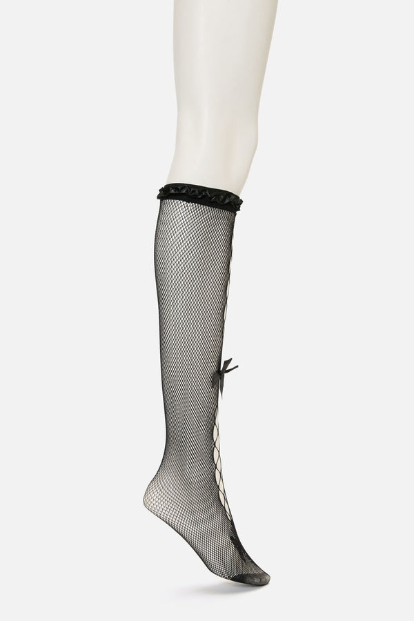 Dangerfield NZ - Black Long Mesh Bow Sock - black