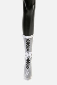 Dangerfield NZ - White Long Mesh Bow Sock - white