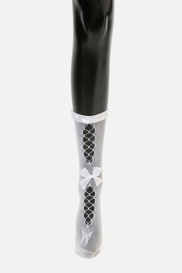 Dangerfield NZ - White Long Mesh Bow Sock - white