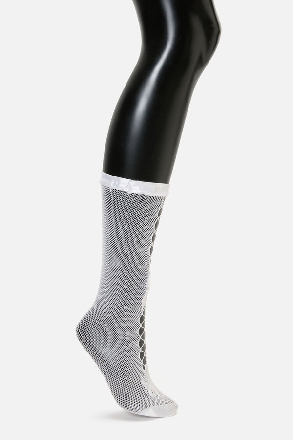 Dangerfield NZ - White Long Mesh Bow Sock - white