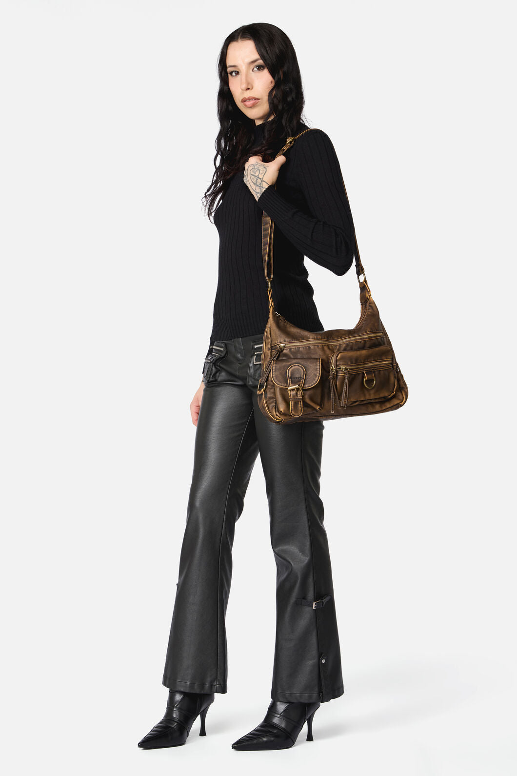 Dangerfield NZ - Distressed Chocolate Zip Bag - chocolate