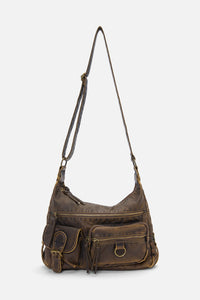 Dangerfield NZ - Distressed Chocolate Zip Bag - chocolate
