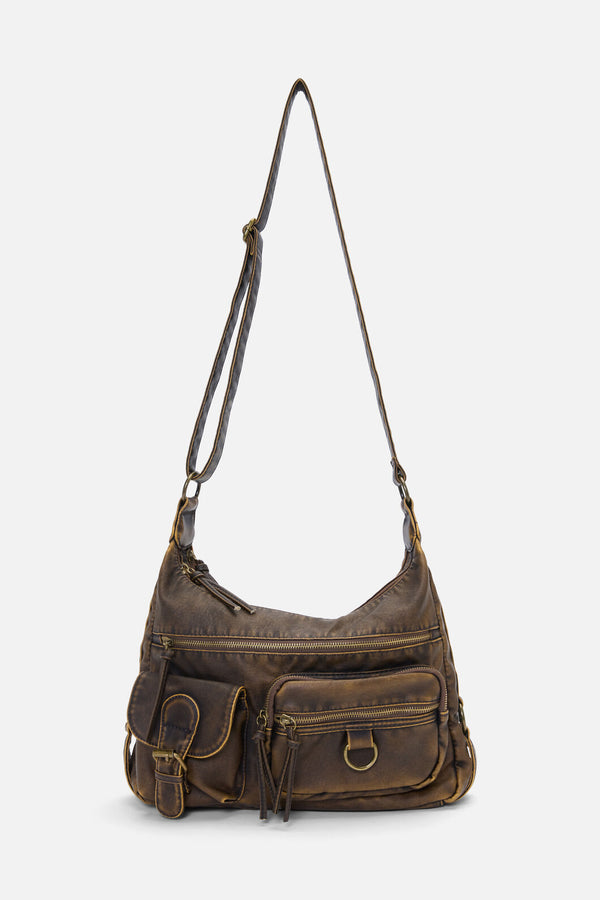 Dangerfield NZ - Distressed Chocolate Zip Bag - chocolate
