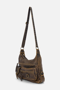 Dangerfield NZ - Distressed Chocolate Zip Bag - chocolate
