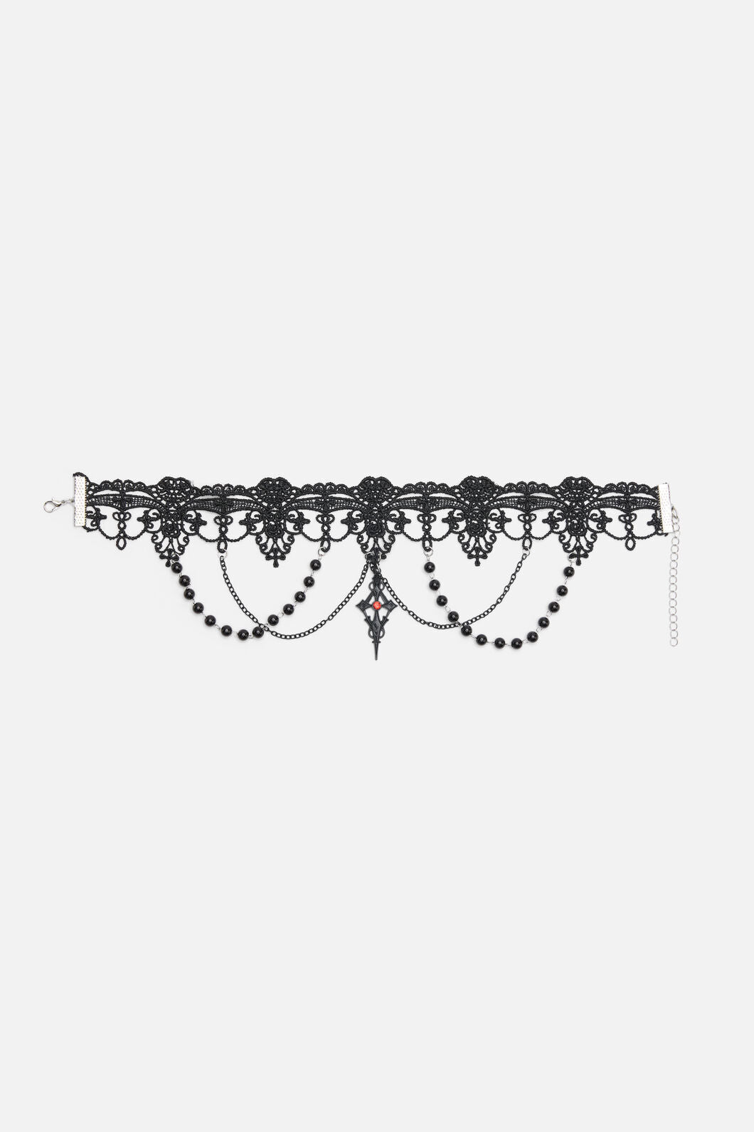 Dangerfield NZ - Gothic Bead & Lace Choker - black