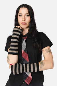 Dangerfield NZ - Ribbed Long Fingerless Gloves - black-grey
