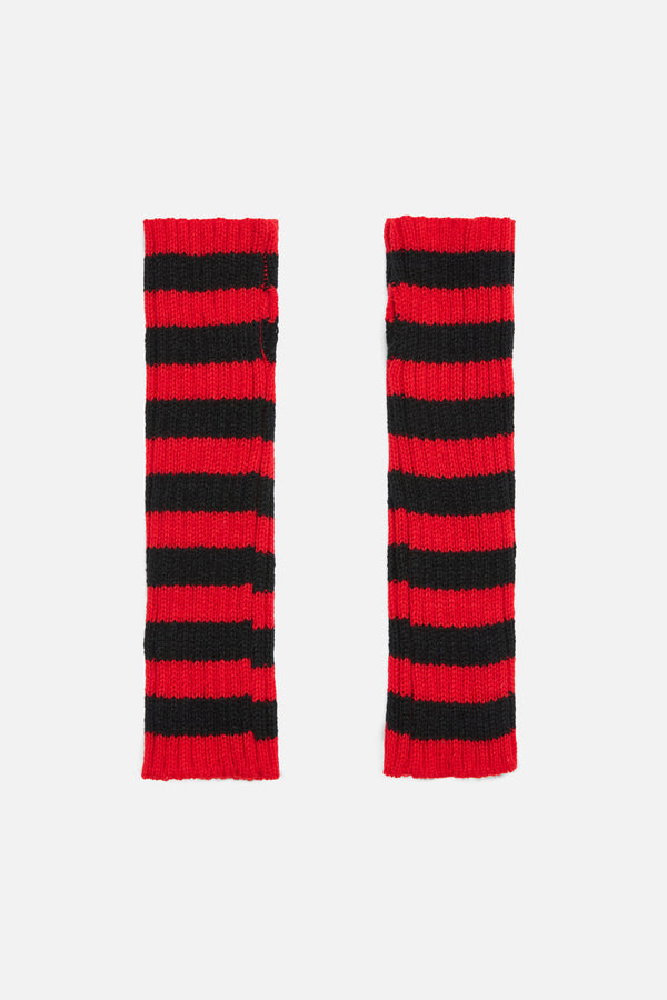 Dangerfield NZ - Ribbed Long Fingerless Gloves - black-red