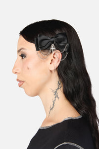 Dangerfield NZ - Cross & Chain Bow Hair Clip - black