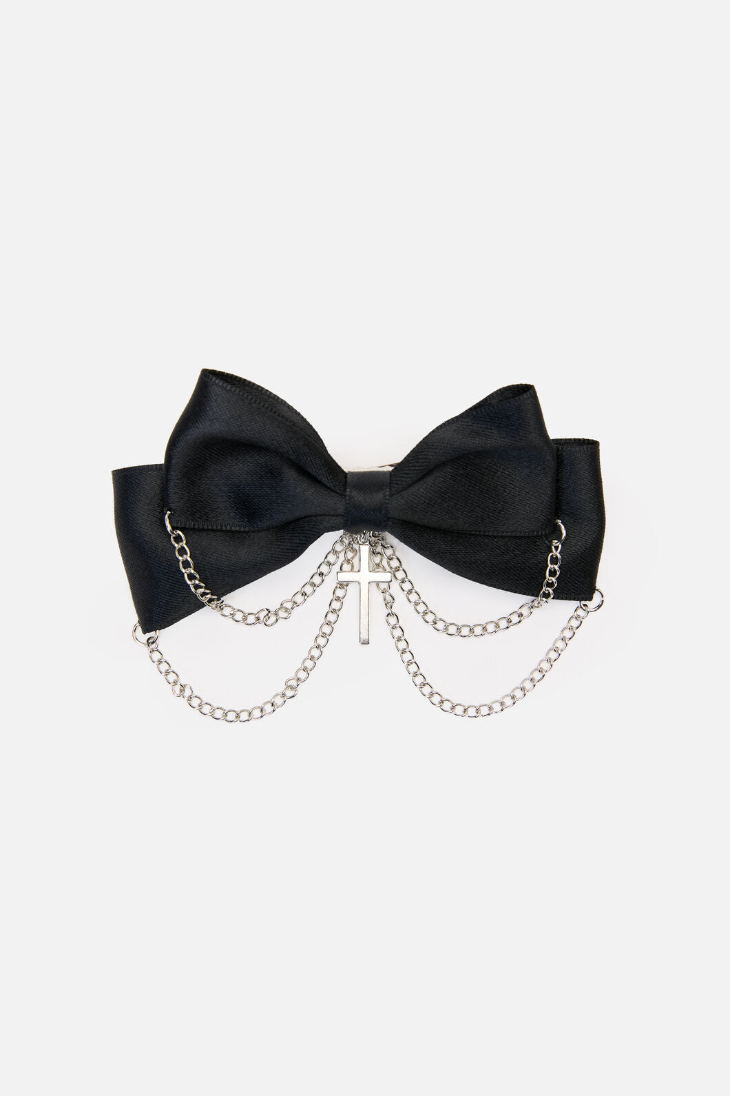 Dangerfield NZ - Cross & Chain Bow Hair Clip - black