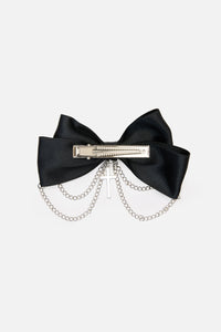Dangerfield NZ - Cross & Chain Bow Hair Clip - black