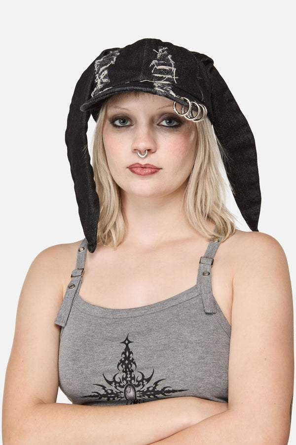Dangerfield NZ - Distressed Long Ears Cap - black