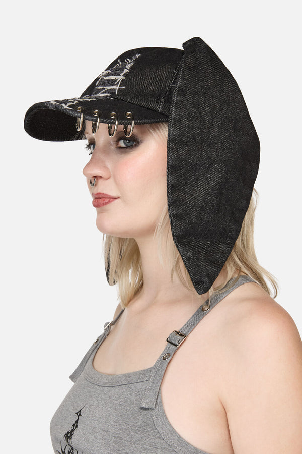 Dangerfield NZ - Distressed Long Ears Cap - black