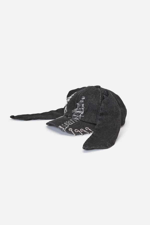 Dangerfield NZ - Distressed Long Ears Cap - black