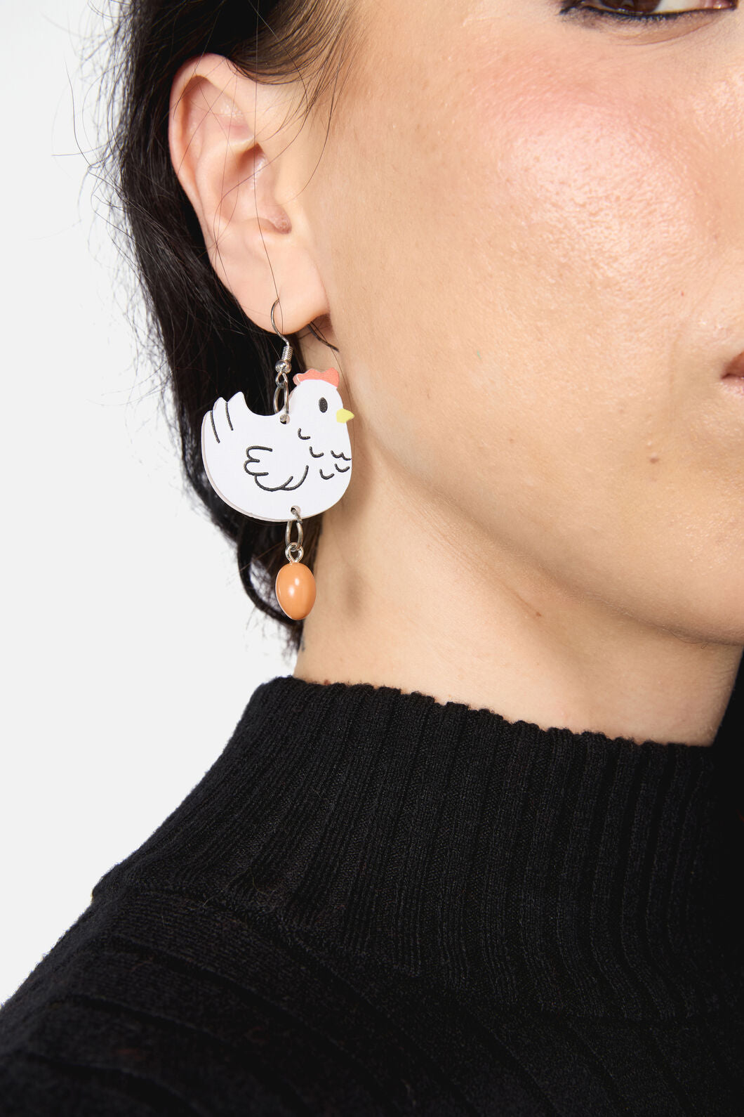 Dangerfield NZ - Chicken & Egg Earrings - white