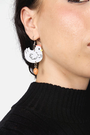 Dangerfield NZ - Chicken & Egg Earrings - white