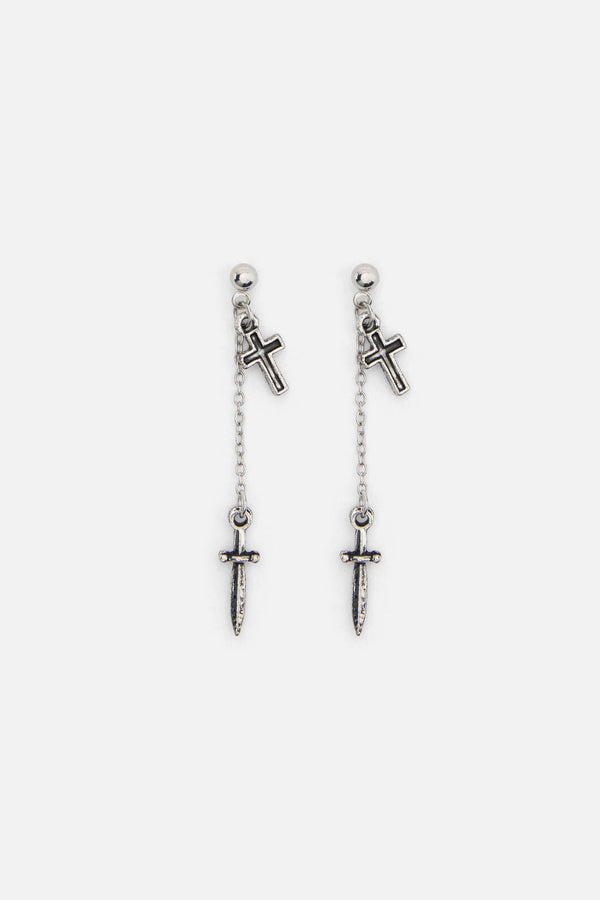 Dangerfield NZ - Cross & Dagger Earrings - silver