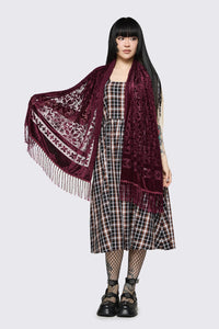 Dangerfield NZ - Velvet Burnout Scarf - burgundy