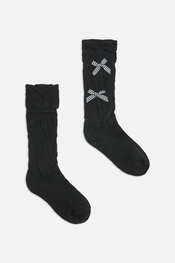 Dangerfield NZ - Gingham Bow Socks - black