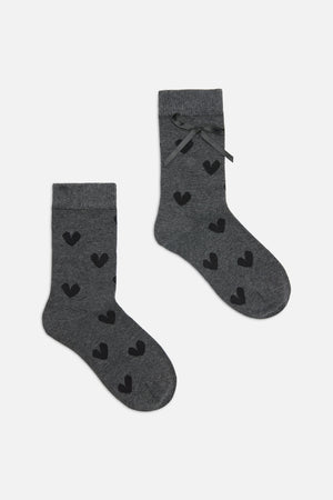 Dangerfield NZ - Heart & Bow Socks - grey