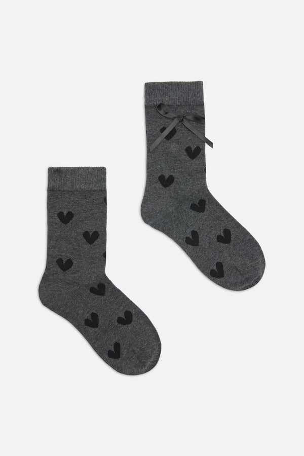Dangerfield NZ - Heart & Bow Socks - grey