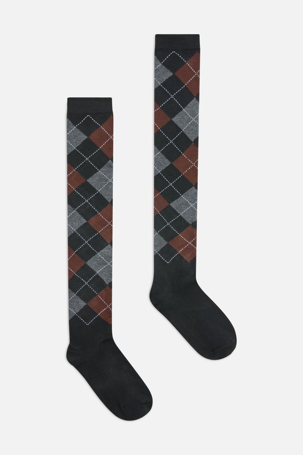 Dangerfield NZ - Long Argyle Socks - black-grey