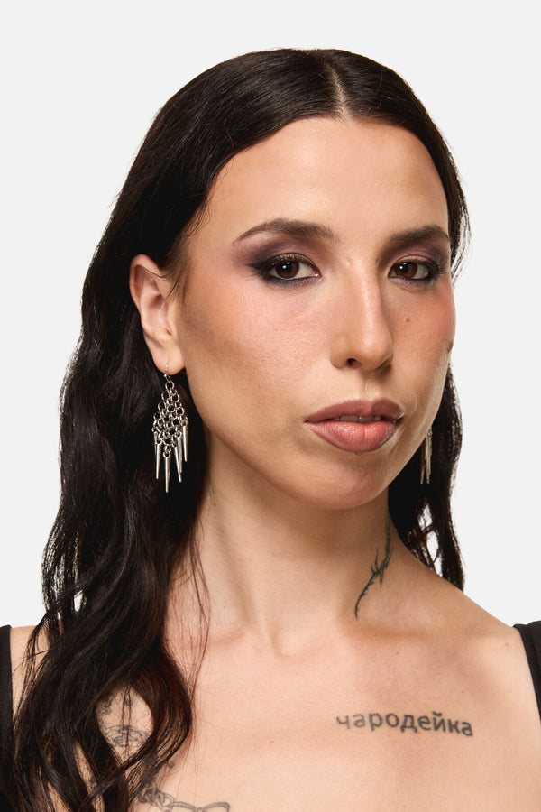 Dangerfield NZ - Chain Mail Spike Earrings - silver