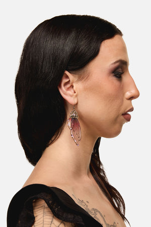 Dangerfield NZ - Plum Ornate Wing Earrings - plum