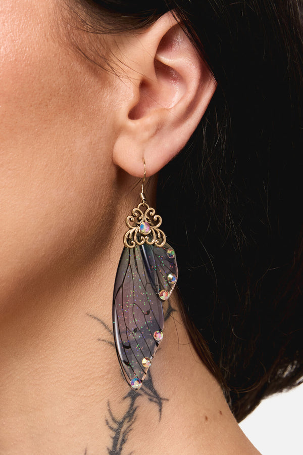 Dangerfield NZ - Blue Ornate Wing Earrings - blue