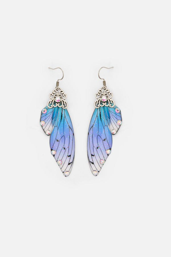 Dangerfield NZ - Blue Ornate Wing Earrings - blue
