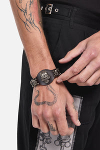 Dangerfield NZ - Skull Leather Cuff - dark-red