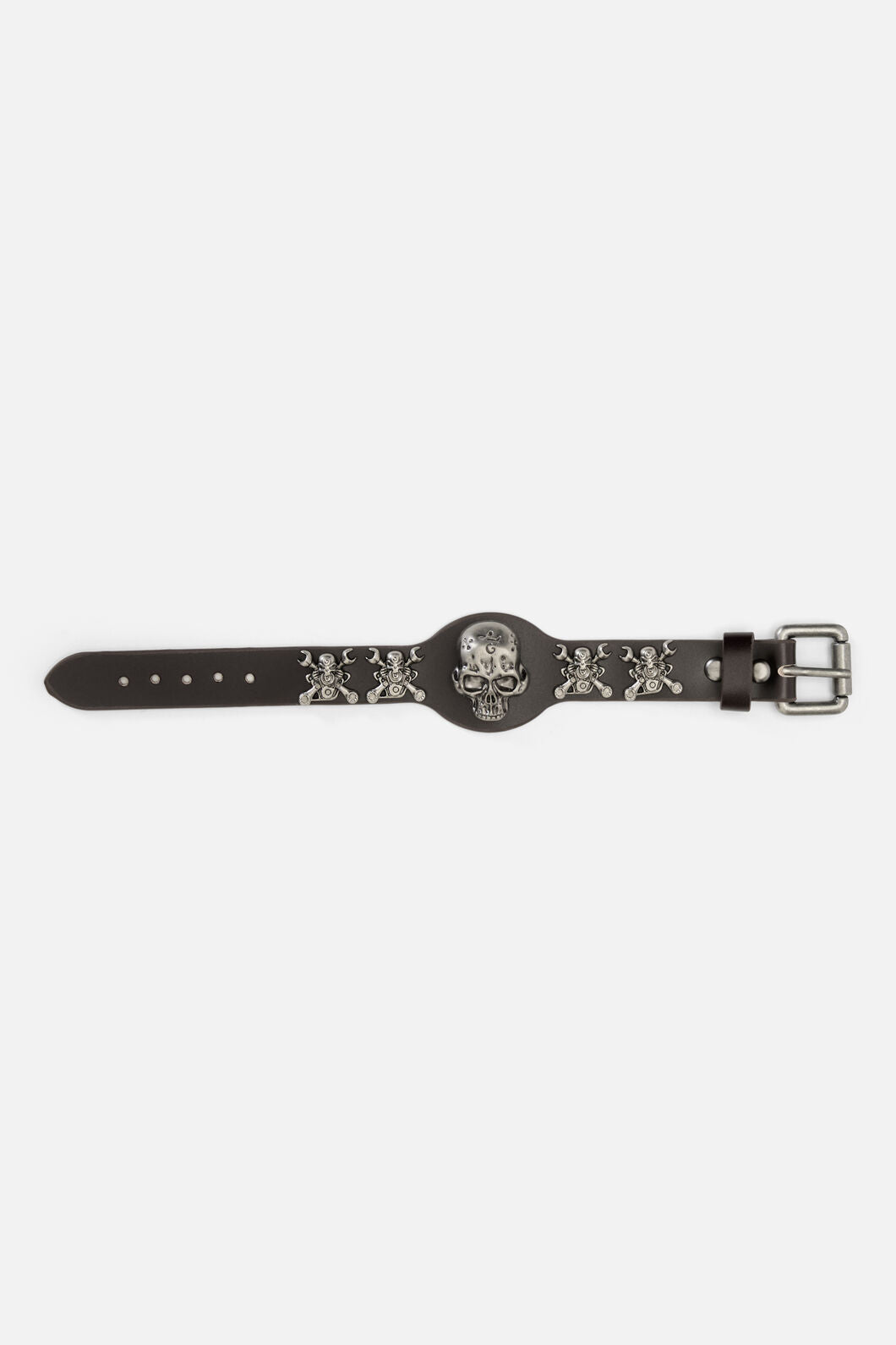 Dangerfield NZ - Skull Leather Cuff - dark-red