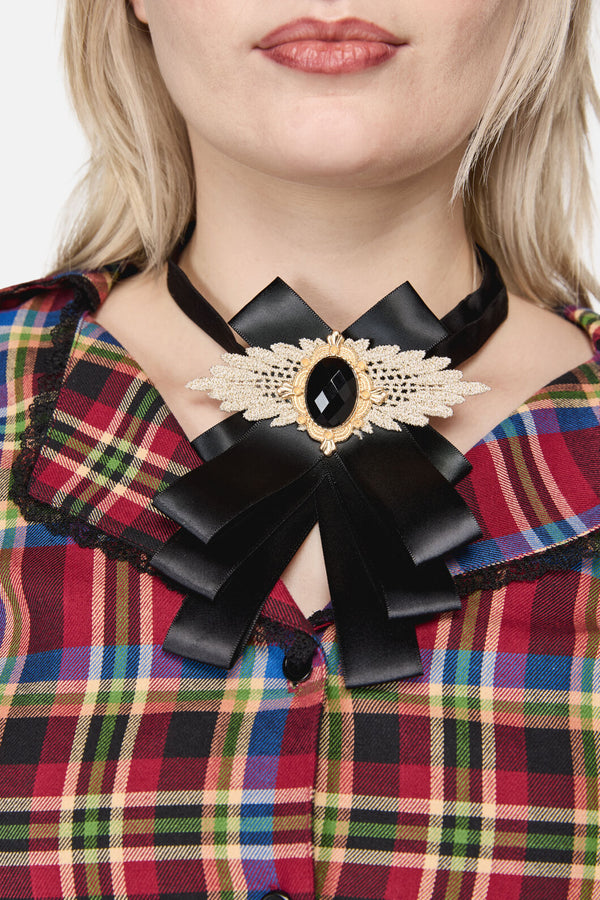 Dangerfield NZ - Ribbon Ornate Neck Bow - black