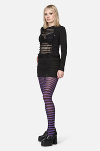 Dangerfield NZ - Thin Stripe Tights - purple-black