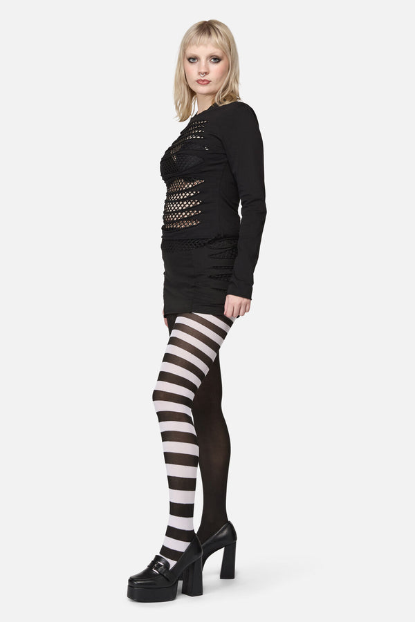 Dangerfield NZ - Plain & Striped Tights - black-white