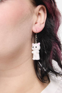 Dangerfield NZ - White Furry Cat Earrings - white
