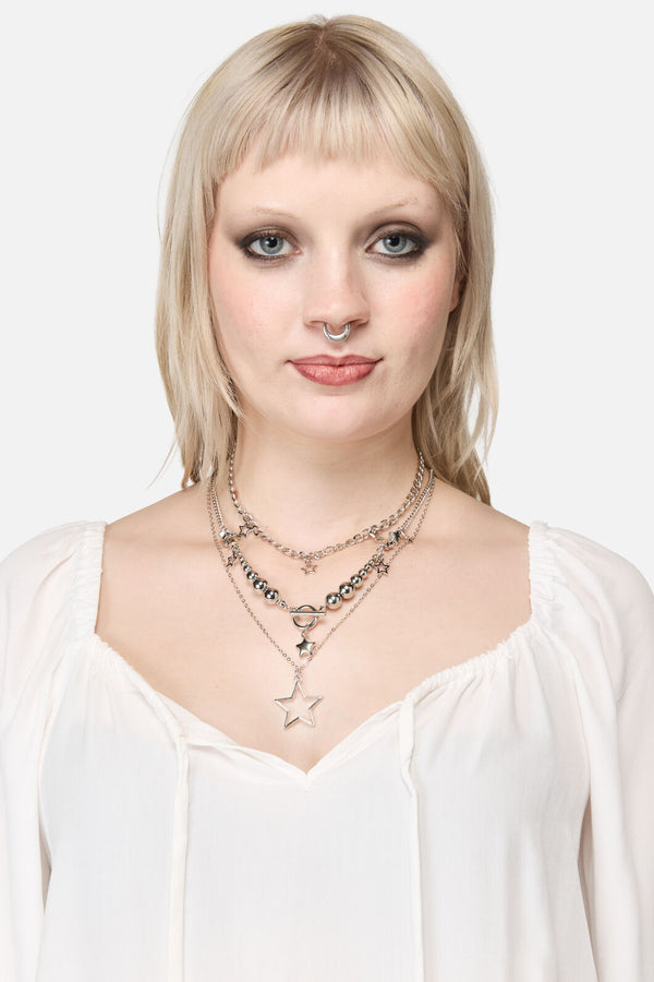 Dangerfield NZ - Layered Star Necklace - silver