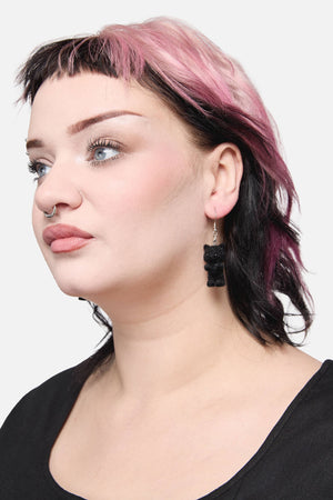 Dangerfield NZ - Black Furry Cat Earrings - black