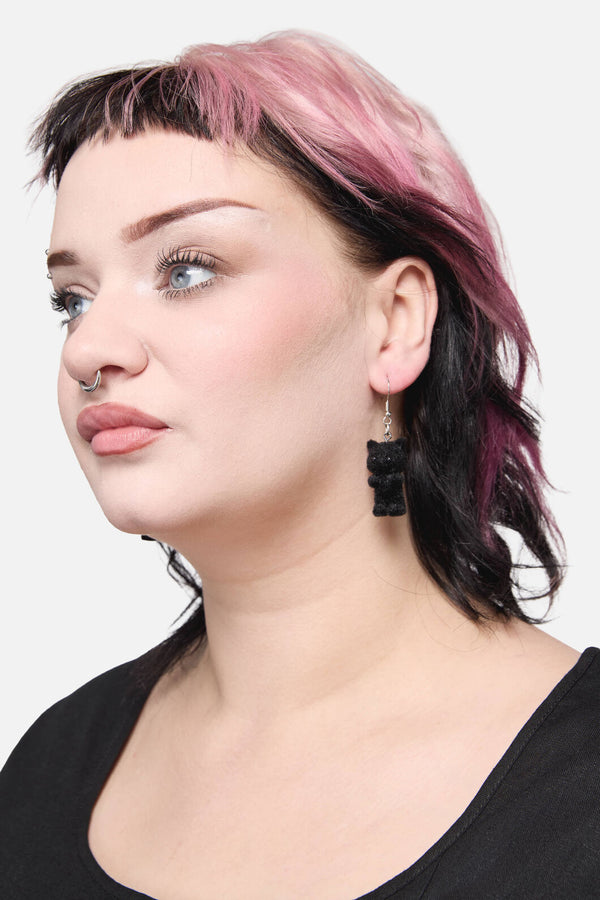 Dangerfield NZ - Black Furry Cat Earrings - black