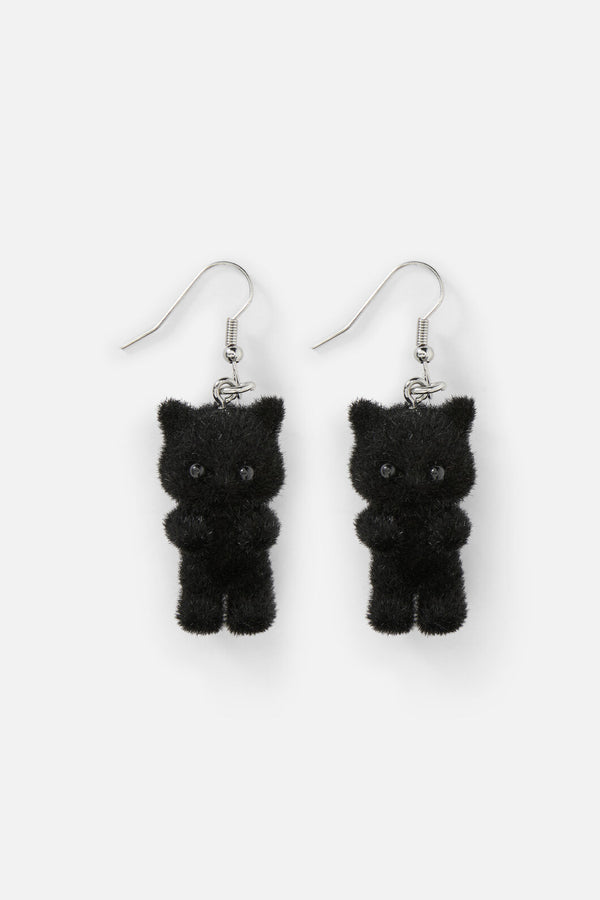 Dangerfield NZ - Black Furry Cat Earrings - black